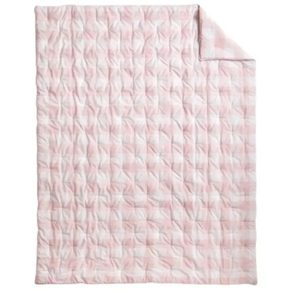 Pink & White Buffalo Check Comforter - NEW- Full/Queen 100% Cotton Pottery Barn - Picture 6 of 9